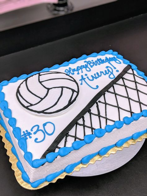 Volleyball Bday Party Ideas, Volleyball Birthday Party Ideas, Volleyball Cake Design, Volleyball Desserts, Volleyball Cake Pops, Volleyball Sheet Cake Ideas, Volleyball Themed Cake, Volleyball Cake Ideas, Softball Volleyball Basketball Cake