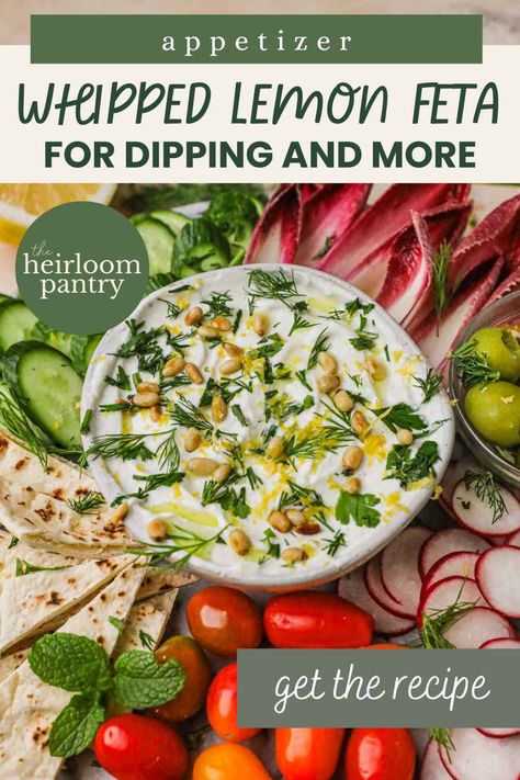 Ditch the boring dips and try our Whipped Lemon Feta! It's tangy, bright, and bursting with herbaceous flavor. Enjoy it for a game day with chips or as a base for roasted veggies and protein. Enjoy as a delicious dip for veggies and pita chips or as a base for protein and vegetables. Dip For Veggies, Unagi Sauce, Roasting Garlic In Oven, Sushi Sauce, Cheese Flatbread, Flavored Olive Oil, Pasta Sides, Garlic Herb Butter, Feta Dip