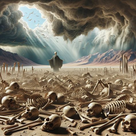 Ezekiel The Prophet, Ezekiel 37 Dry Bones, Ezekiel Dry Bones, Lot Bible, Godly Art, Prophet Ezekiel, Biblical Illustrations, Book Of Ezekiel, Dry Bones Come Alive