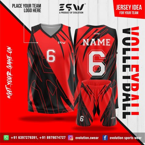 Red and Black , perfect for your team Red Jersey Design Basketball, Volleyball Kit, Best Basketball Jersey Design, Volleyball Jersey Design, Graphic Design Portfolio Book, Basketball Kit, Jersey Template, Volleyball Jerseys, Sports Jersey Design