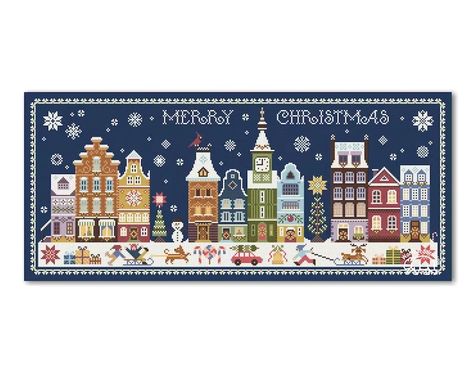 Christmas Town Cross Stitch Sampler, Primitive Winter House Pattern PDF, Merry Christmas Sampler - Etsy Canada Christmas Sampler, Cross Stitch Sampler Patterns, Cross Stitch House, Crystal Christmas Tree, Stitch Sampler, Beautiful Cross Stitch Pattern, Cross Stitch Christmas, Winter Cross Stitch, Beautiful Cross Stitch