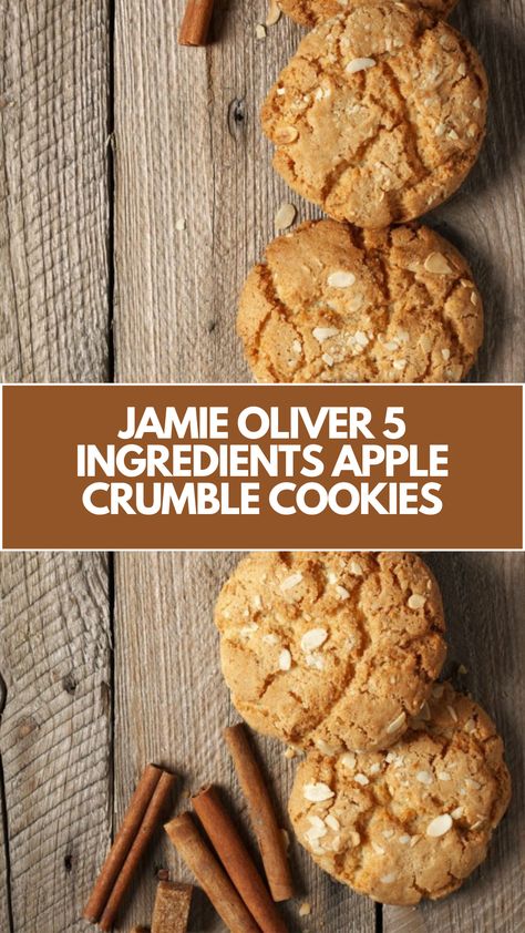 Jamie Oliver 5 Ingredients Apple Crumble Cookies Recipe uses dried apple, self-raising flour, unsalted butter, caster sugar, and one egg. This recipe takes 25 minutes total and makes 24 cookies. Enjoy a quick and easy bake!

This Apple Crumble Cookies Recipe Is From 5 Ingredients: Quick & Easy Food by Jamie Oliver. Self Raising Flour Recipe Baking, Apple Crumble Cookies, Crumble Cookies Recipe, Jamie Oliver 5 Ingredients, Crumble Cookie Recipe, Crumble Cookies, Uk Food, Apple Cookies, One Egg