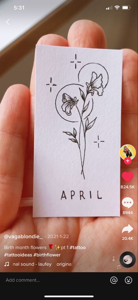 April Birth Month Tattoo, April Tattoo Ideas Birth Month, April Tattoo Ideas, April Flower Tattoo, April Flower, Men Flower Tattoo, Anniversary Tattoo, Artsy Tattoos, April Birth Flower