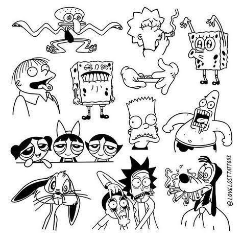 Tato Realis, Stammestattoo Designs, Tato Flash, Arte Doodle, Flash Tattoo Designs, Tattoo Flash Sheet, Doodle Tattoo, Desenho Tattoo, Cartoon Tattoos