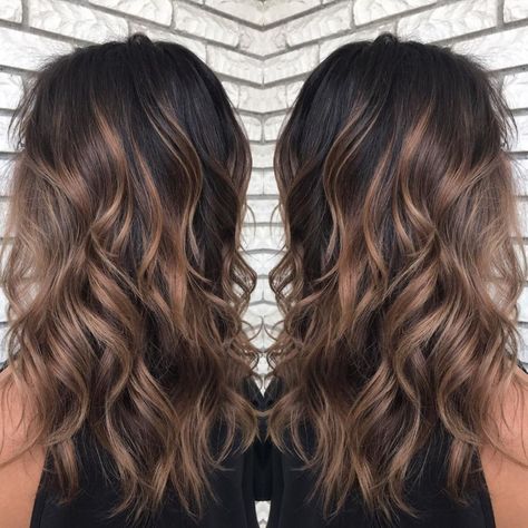 Light Brown Balayage For Brunettes Highlights Brown Hair Balayage, Light Brown Balayage, Balayage Hair Caramel, Highlights For Dark Brown Hair, Chocolate Brown Hair Color, Chocolate Brown Hair, Caramel Hair, Brunette Color, Brown Hair Balayage