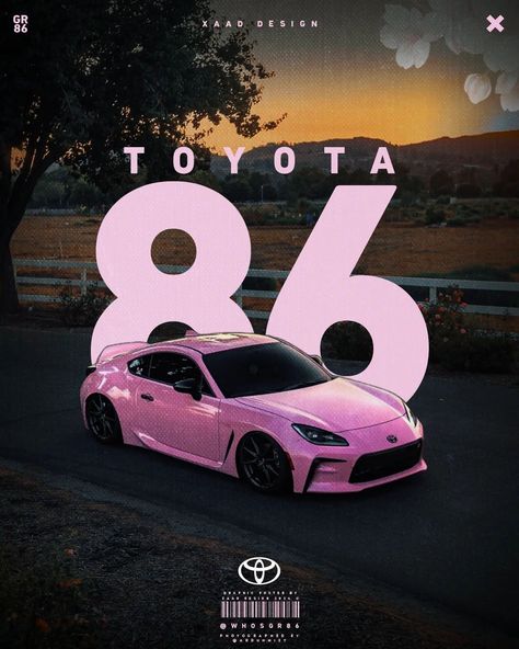 Pink Toyota 86, Pink Toyota, Gr86 Toyota, Pink Cars, Toyota Gr86, Hello Kitty Car, Poster Graphic, Kitty Items, Poster Pink