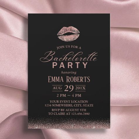 $2.80 | Bachelorette Party Rose Gold Lips Modern Glitter #bachelorette, bachelorette weekend, lips, lipstick, bridesmaid, rose gold, modern, glitter, girls, bachelorette party Rose Gold Lips, Glitter Bachelorette, Gold Bachelorette, Glitter Invitations, Gold Lips, Rose Party, Wedding Party Supplies, Glitter Girl, Bachelorette Party Invitations