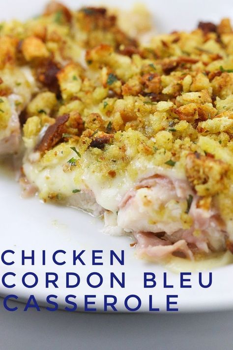 With this chicken cordon bleu casserole you get the same great taste of the classic all in one easy to clean dish. This is perfect for your next dinner or pot luck. #casserole #chickencasserole #chicken #cheese #dinner #easydinner #ham #stuffing Chicken Hotdish, Chicken Cordon Bleu Casserole Recipe, Hotdish Recipes, Cordon Bleu Casserole, Chicken Cordon Bleu Casserole, Stuffing Casserole, Chicken Cordon, Pot Luck, Chicken Cordon Bleu