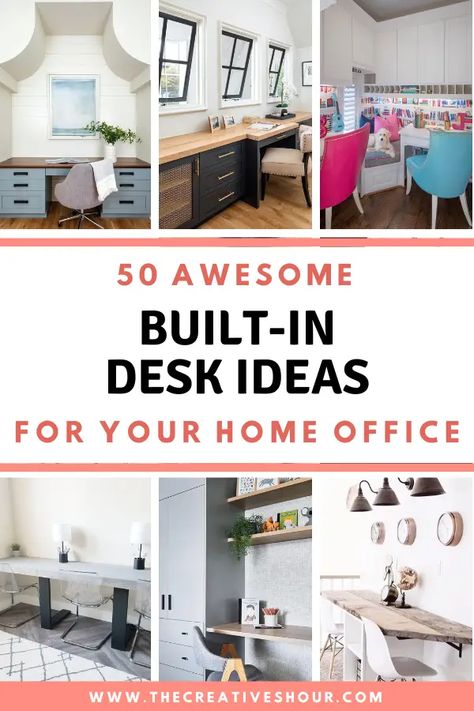 Discover the benefits of built-in desks in maximizing space and productivity. Explore design ideas, organization tips, and functional solutions in our article. Build In Desk Home Offices, Built In Workspace, Custom Built In Desk, Built In Desk Nook, Built In Desks, Built In Computer Desk, Built In Desk And Shelves, Desk Nook, Office Desk Designs