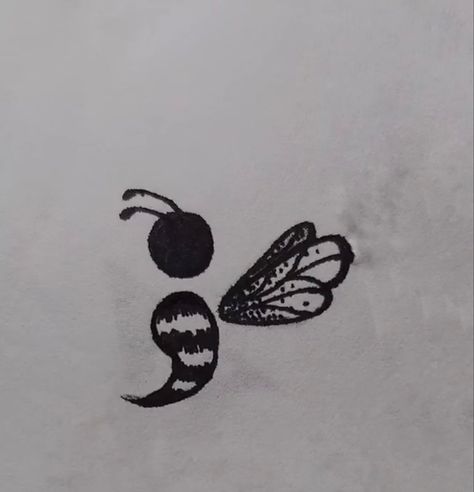 Bumble Bee Semicolon, Bumble Bee Semi Colon Tattoo, Bee Semi Colon Tattoos, Bee Semi Colon, Bumble Bee Semicolon Tattoo, Bee Semi-colon Tattoo Ideas, Tattoos Semi Colon, Colon Tattoo, Small Henna Designs