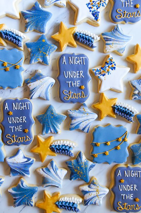 Under The Stars Dessert Table, Under The Stars Banquet Theme, Dancing With The Stars Theme Party, A Night Under The Stars Theme Decoration, Night Under The Stars Theme Sweet 16, Under The Stars Food Ideas, Under The Stars Dance, Under The Stars Cake, Under The Stars Cookies