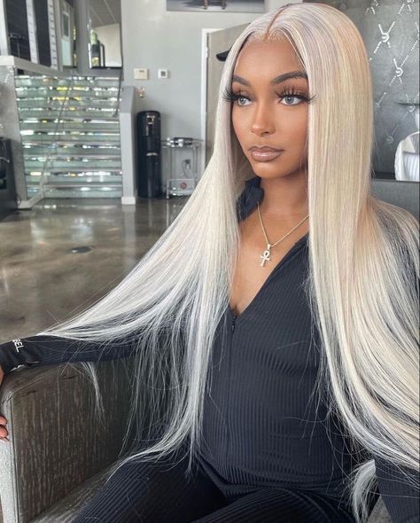 Blonde Hair Indian Skin, Icy Blonde Hair, Straight Wigs, Wigs Synthetic, Ash Blonde Hair, Platinum Blonde Hair, Hair Crush, Blonde Wig, Baddie Hairstyles