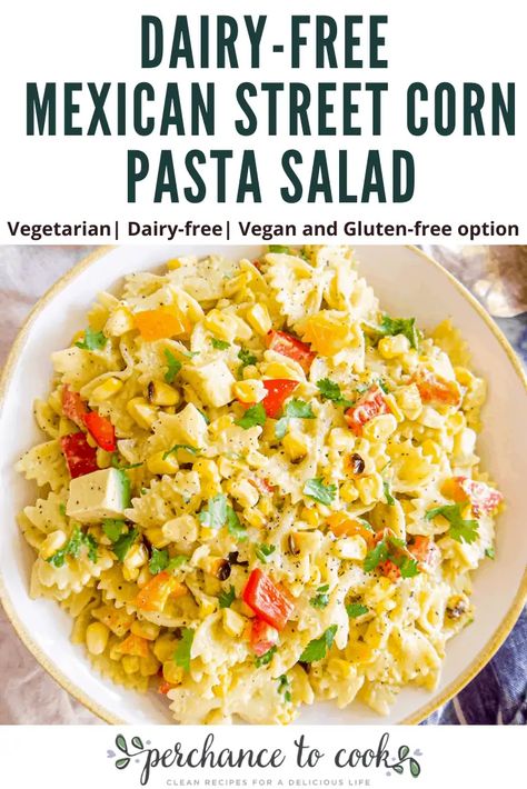 Pasta Salad Recipes Non Dairy, Pasta Salad Non Dairy, Non Dairy Pasta Salad, Corn Salad Dairy Free, Dairy Free Salads For Parties, Gf Df Pasta Salad, Dairy Free Pasta Salad Recipes, Pasta Salad Dairy Free, Gf Pasta Salad