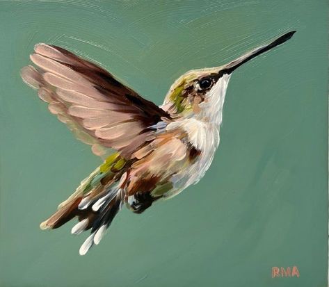 Oil painting of a hummingbird by Rachel Altschuler Hummingbird Painting Acrylic, Expressive Portraits, Drawing Birds, Hummingbird Painting, Art Studio Design, Hummingbird Art, Exotic Bird, Watercolor Flower Art, Surrealism Painting