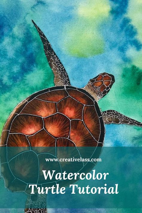 Sea Turtle watercolor tutorial with voice over and FREE SKETCH to paint along. Watercolor Turtle Tutorial, Sketch To Paint, Watercolour Turtle, Sea Turtle Watercolor Painting, Sea Turtles Photography, Watercolor Turtle, Watercolor Sea Turtle, Sea Turtle Watercolor, Water Turtle