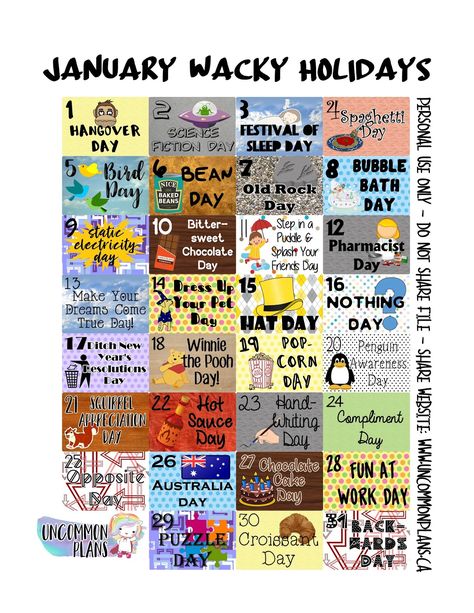 January Holidays 2023, January Holidays 2024, January Celebrations, January Calendar Ideas, January Holidays, Holidays In January, National Celebration Days, Monthly Holidays, National Holiday Calendar