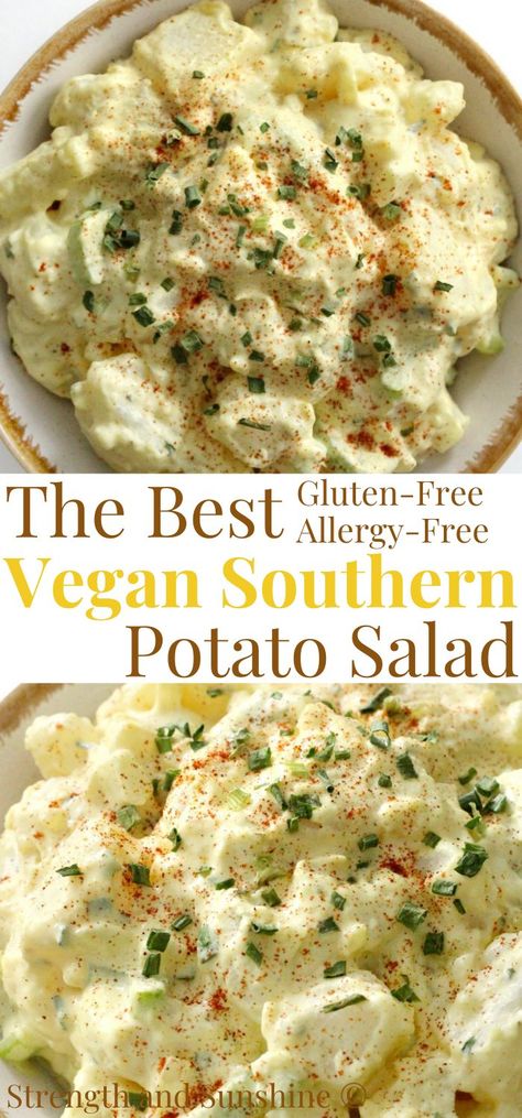 vegans southern potato salad Gluten Free Potato Salad, Dairy Free Potato Salad, Southern Potato Salad Recipe, Mustard Potato Salad, Vegan Cookout, Vegan Potato Salad, Salad Recipes Gluten Free, Southern Potato Salad, Vegan Potato Salads