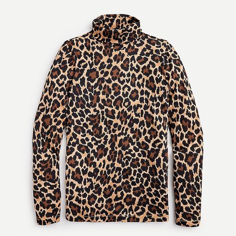 J.Crew - Tissue turtleneck in leopard Turtleneck Shirt, Leopard Spots, Sequin Tank Tops, Long Sleeve Turtleneck, Jcrew Women, T-shirts & Tank Tops, Turtle Neck Top, Perfect Shirt, Name It