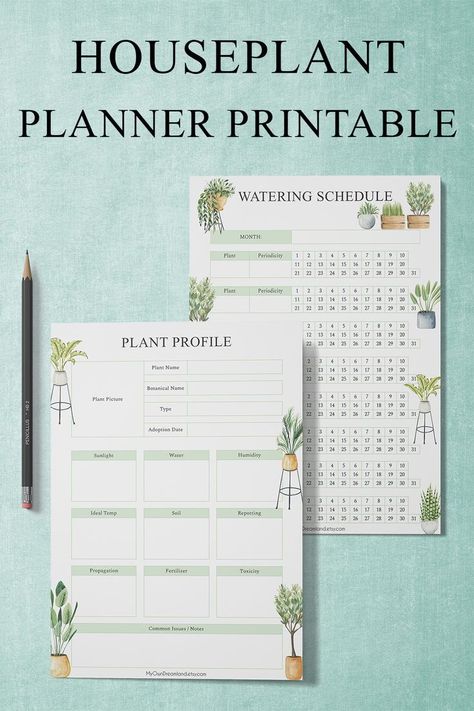 Plant Journal Printable: take care of the needs of all your plants. This beautiful planner include Plant Tracker and Monthly Watering Schedule. Plant Watering Schedule, Plant Care Journal, Plant Care Tracker, Plant Tracker, Plant Planner, Plants Care, Plant Journal, Printable Planner Pages, House Plant Care