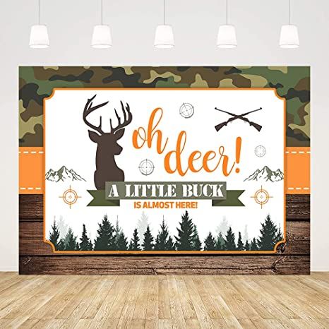 Oh Deer A Little Buck Is Almost Here, Oh Deer Baby Shower Boy, Deer Baby Shower Boy, Mountain Jungle, Jungle Photography, Deer Baby Showers, Deer Baby, Deer Painting, Shower Backdrop