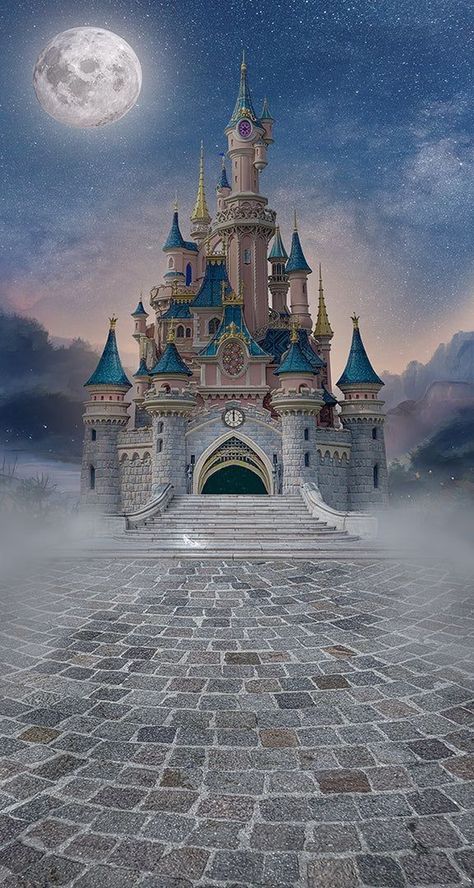 Pink Night Sky, Scrapbooking Pictures, Castle Night, Little Castle, Prince Castle, Disneyland Parks, Blue Castle, Castle Tattoo, Castle Background