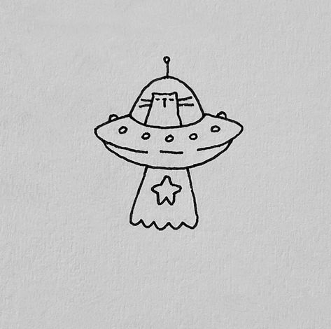 Rockstar Cat Drawing, Simple Alien Drawings, Easy Alien Drawings, Saturn Doodle, Saturn Drawing, Alien Sketch, Funky Illustrations, Anime Fanart Drawing, Space Doodles