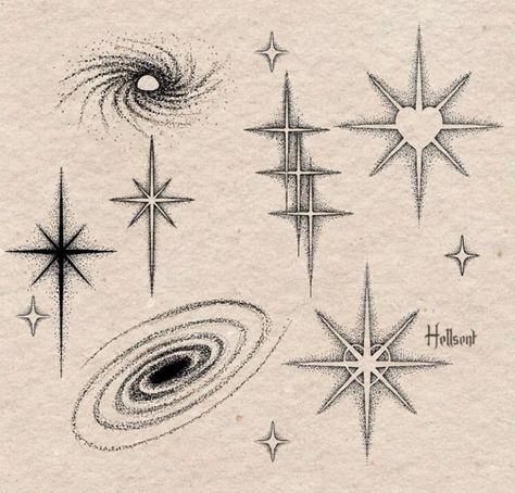 Small Astral Tattoos, Large Star Tattoo, Space Tattoo Stencil, Angular Tattoo, Mystic Tattoo Designs, Tattoo Ideas Celestial, Star Filler Tattoos, Astral Tattoos, Star Tattoo Stencil