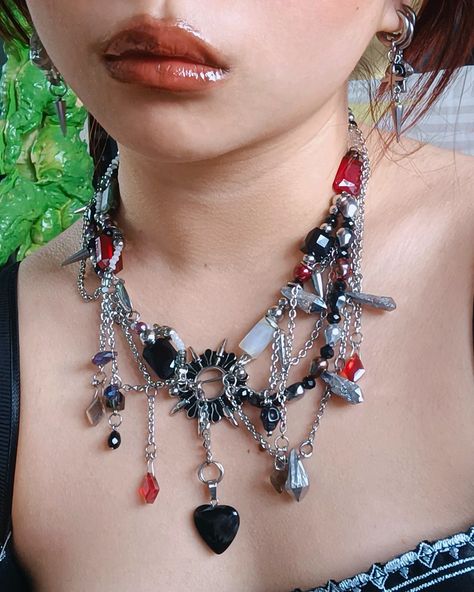 Handmade Fairy Grunge Necklaces For Party, Fairygrunge Jewelry, Silver Fairy Grunge Necklaces For Festivals, Harajuku Jewelry, Chunky Goth Jewelry, Grunge Fairycore Jewelry, Goblincore Jewelry, Gothic Faerie, Baddie Era