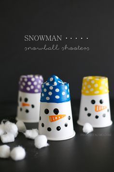 Bring the fun of the outdoors, in with this entertaining snowman craft — snowman snowball shooters! Snowball Shooters, Awana Crafts, Craft Snowman, Snow Crafts, Winter Crafts Preschool, Winter Activities Preschool, Snowman Craft, Christmas Kindergarten, Kids Christmas Party