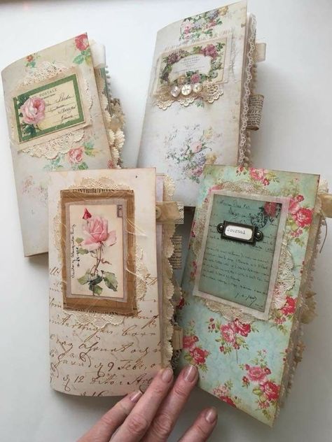 Travel Journal Diy, Aesthetic Craft, Shabby Chic Journal, Diy Travel Journal, Journal Diy, Glue Book, Etsy Ideas, Fabric Journals, Yt Channel