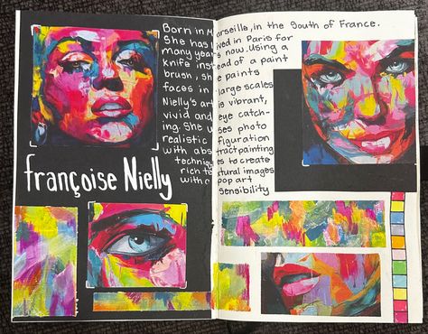 Francoise Nielly, Artist Research Page, Artist Research, Sketchbook Ideas Inspiration, Images Pop Art, Advanced Higher Art, Abstract Portrait Painting, Gcse Art Sketchbook, A Level Art Sketchbook