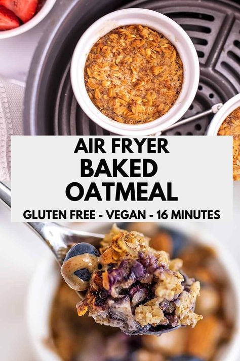 Air Fryer Baked Oats, Air Fryer Oatmeal, Air Fryer Recipes Breakfast, Banana Baked Oatmeal, Protein Baking, Baked Oatmeal Recipes, Air Fryer Healthy, Baked Oats, Air Fryer Recipes Easy