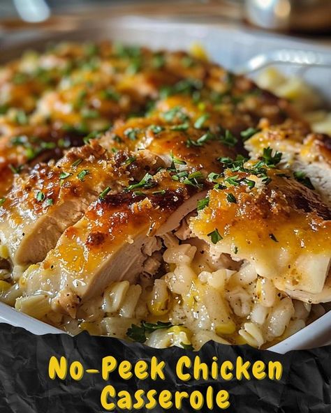 Tasty Olivia No Peek Chicken And Rice, No Peek Chicken, No Peek, Chicken And Rice Casserole, Creamy Chicken And Rice, Minute Rice, Cooking For A Crowd, Nigella Lawson, Grandmas Recipes