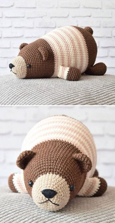 Sleepy Bear, Confection Au Crochet, Pola Amigurumi, Crochet Simple, Crochet Amigurumi Free, Haken Baby, Crochet Teddy, Crochet Animal Patterns, 자수 디자인