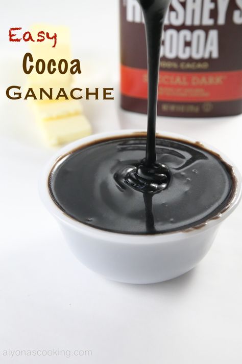 Cocoa Ganache Recipe, Ganache Recipe Easy, Cocoa Powder Recipes, Chocolate Ganache Recipe, Cocoa Cake, Chocolate Ganache Frosting, Ganache Recipe, Cocoa Recipes, Delicious Deserts