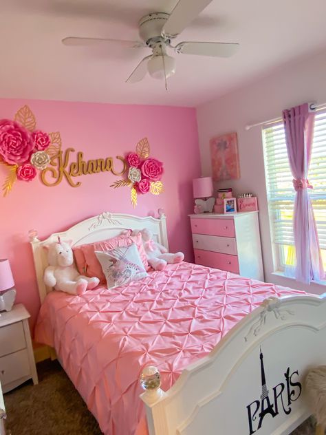 Paint Daughters Room, Pink Bedroom For Girls Kids, Pink Room For Toddler Girl, Pink Room Decor Ideas Girly, Girl Room Decor Ideas For Kids, Pink Room Ideas For Kids, Pink Rooms For Girls Bedrooms, Pink Bedrooms For Girls Kids, Girly Room Ideas For Kids