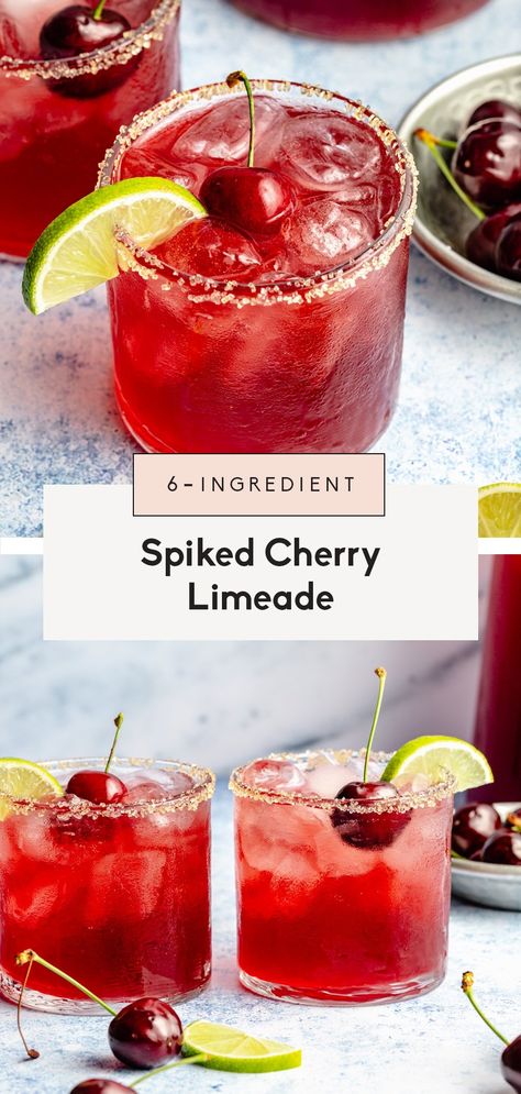 Spiked Cherry Limeade, Cherry Limeade Cocktail, Cherry Vodka Drinks, Limeade Cocktail, Lime Cocktail Recipes, Bartending Drinks, Cherry Limeade Recipe, Limeade Recipe, Cherry Drink