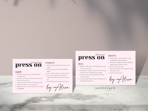 Press On Instruction Card, Press On Nails Business Cards, Press On Nails Instruction Card, How To Apply Press On Nails Instructions, Press On Nail Instruction Card, Press On Nails Instructions, Apply Press On Nails, Title Background, Nails Business