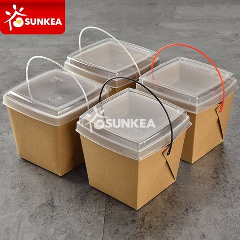 Disposable takeout plastic handle food paper container with dish tray To Go Food Packaging Ideas, Food Delivery Packaging, Salad Packaging, Paper Container, Sandwich Packaging, Vegetable Packaging, Takeaway Packaging, Food Paper, Disposable Food Containers