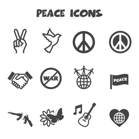 Hippie Symbols, Paz Hippie, Peace Tattoos, Peace Logo, Peace Flag, Vector Symbols, Peace Bird, Peace Poster, Symbol Drawing