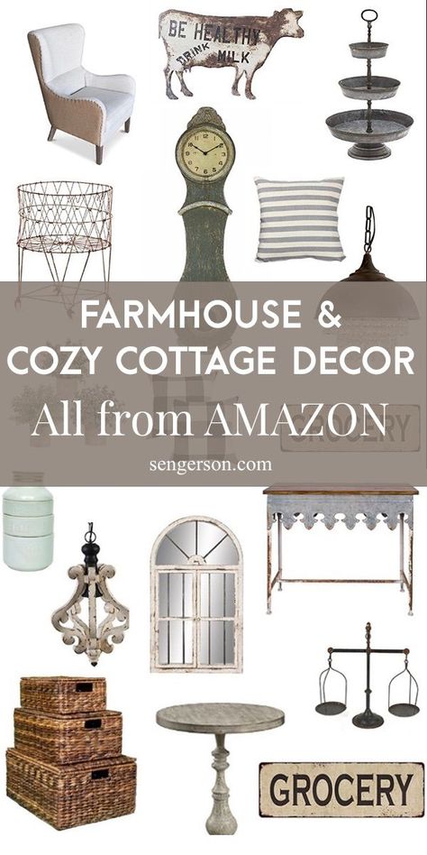 White Rustic Decor, Amazon Farmhouse Decor, Modern Farmhouse Style Kitchen, Fixer Upper Homes, Diy Farmhouse Ideas, Affordable Farmhouse, Farmhouse Crafts, Cottage Style Decor, Cottage Living Rooms