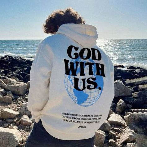 God With Us, Christian Clothing Brand, Jesus Clothes, Christian Shirts Designs, Plain Hoodies, Sports Hoodies, Womens Fleece, Electronic Devices, Christian Clothing