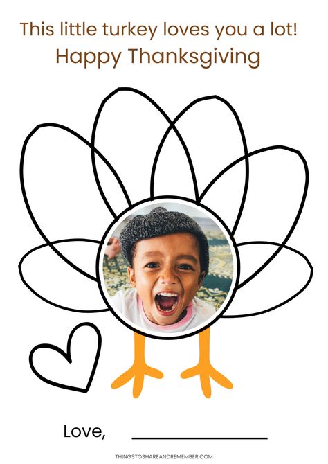 Picture Turkey Craft, Preschool Art For Thanksgiving, Diy November Crafts For Kids, Thanksgiving Craft Toddler Easy, Turkey Craft With Kids Face, Preschool Thanksgiving Crafts For Parents, Make Your Own Turkey Craft, Thanksgiving Picture Crafts For Kids, Preschool Turkeys Crafts