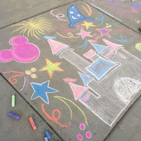 Chalk Art Projects, Disney Chalk Art, Chalk Art Christmas, Chalk Art Quotes, Street Chalk Art, Chalk Activities, Fun Chalk Art, Kristina Webb, Chalk Design