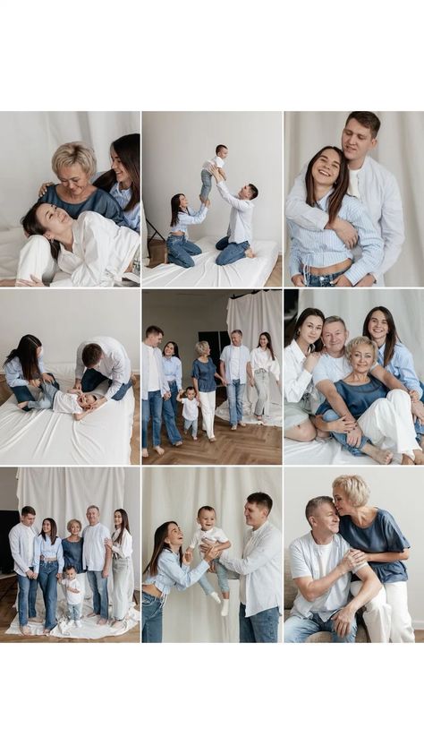 Three Generation Photos, Indoor Family Photos, Studio Family Portraits, Family Photo Studio, Big Family Photos, Generation Photo, Indoor Family, Family Portrait Poses, Photography Group