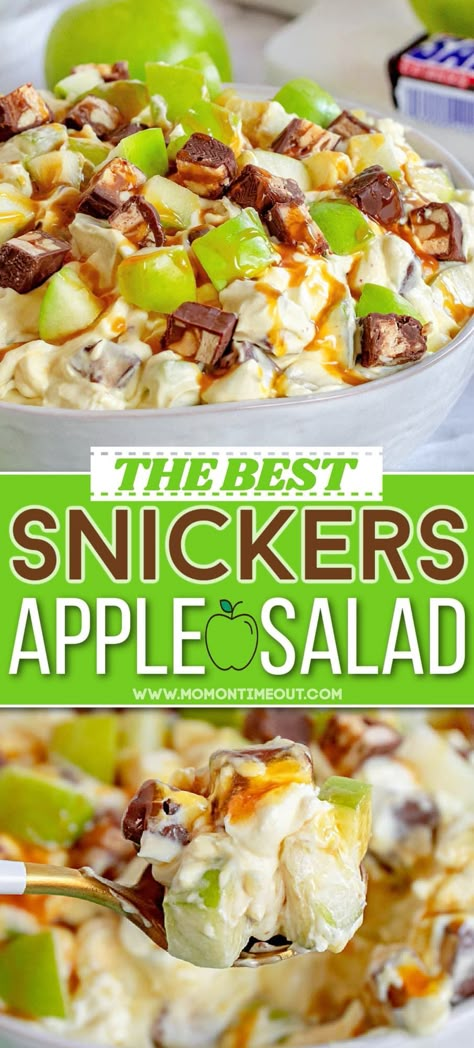 Snicker Apple Salad, Snickers Salad, Snickers Candy, Apple Salad Recipes, Tart Dessert, Apple Salad, Fruit Salad Recipes, Dessert Salads, Cream Top