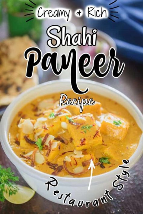 I am a big time lover of Restaurant Style Punjabi food and so making Shahi Paneer is sure on the deck of my North Indian specials every time. Creamy, rich and very slightly sweet, this easy Shahi Paneer Curry is perfect to serve your guests or make on special occasions. Here is a easy video recipe of how to make Shahi Paneer Recipe at home. #paneerrecipes Masala Paratha, Shahi Paneer Recipe, Missi Roti, Paneer Curry, Indian Breads, Paneer Recipe, Indian Recipe, Indian Bread, Paneer Recipes