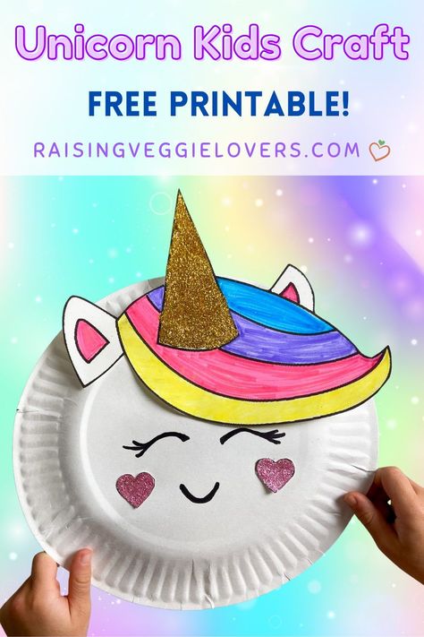 This is unicorn paper plate craft is a cute and easy arts and crafts project for any unicorn loving kid! Just download your free printable to get started! #kidscrafts #artsandcrafts #paperplatecrafts #unicorn #unicorncrafts #freetemplate #freeprintable Unicorn Plate Craft, Unicorn Paper Plate Craft, Paper Plate Unicorn, Unicorn Paper Plate, Crafts Fir Kids, Quick Kids Crafts, Unicorn Paper Plates, Unicorn Crafts For Kids, Unicorn Craft