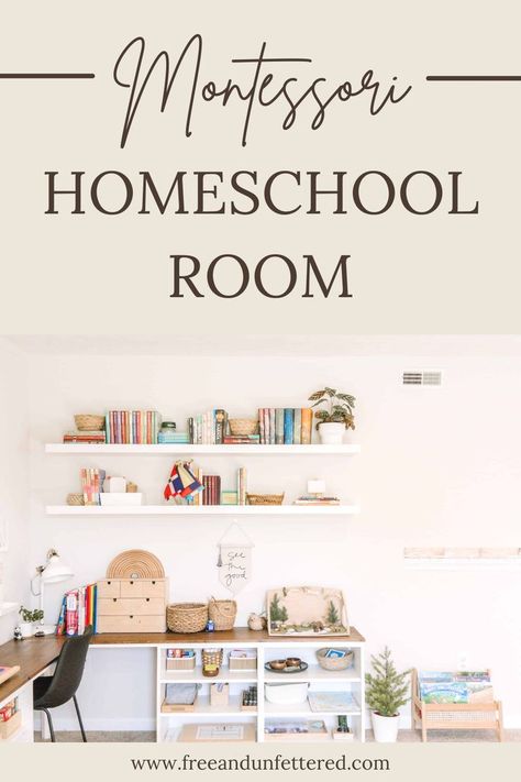 An IKEA Besta corner desk set up in a Montessori-inspired homeschool room Montessori Homeschool Room, Montessori Room Ideas, Montessori Home, Montessori Room, Montessori Homeschool, Homeschool Room, Montessori School, School Room, Home Education