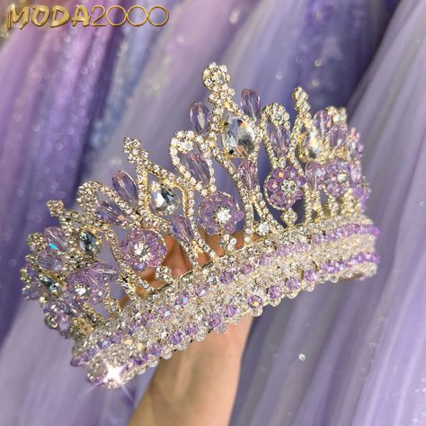 Made for Royalty👑 Which color would you wear? Shop our 𝗡𝗘𝗪 𝗖𝗥𝗢𝗪𝗡𝗦! + 𝘙𝘌𝘚𝘛𝘖𝘊𝘒!✨ PlanningMyQuince.com (shop on link) & in store at #Moda2000!🤍 Crowns For Quinceanera, Sweet 16 Crowns, Purple Quinceanera Theme, Quince Crowns, Quince Crown, Lavender Quinceanera Dresses, Lavender Quinceanera, Lavender Quince, Purple Quinceanera Dresses